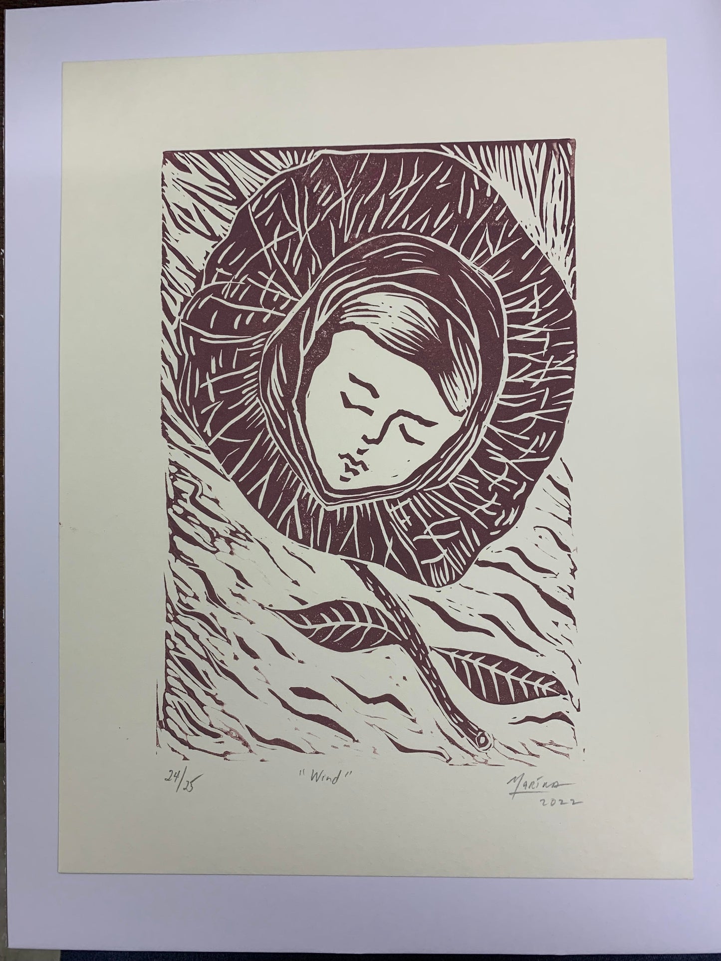 Wind by Marina Cruz (Linoprint Edition of 25)