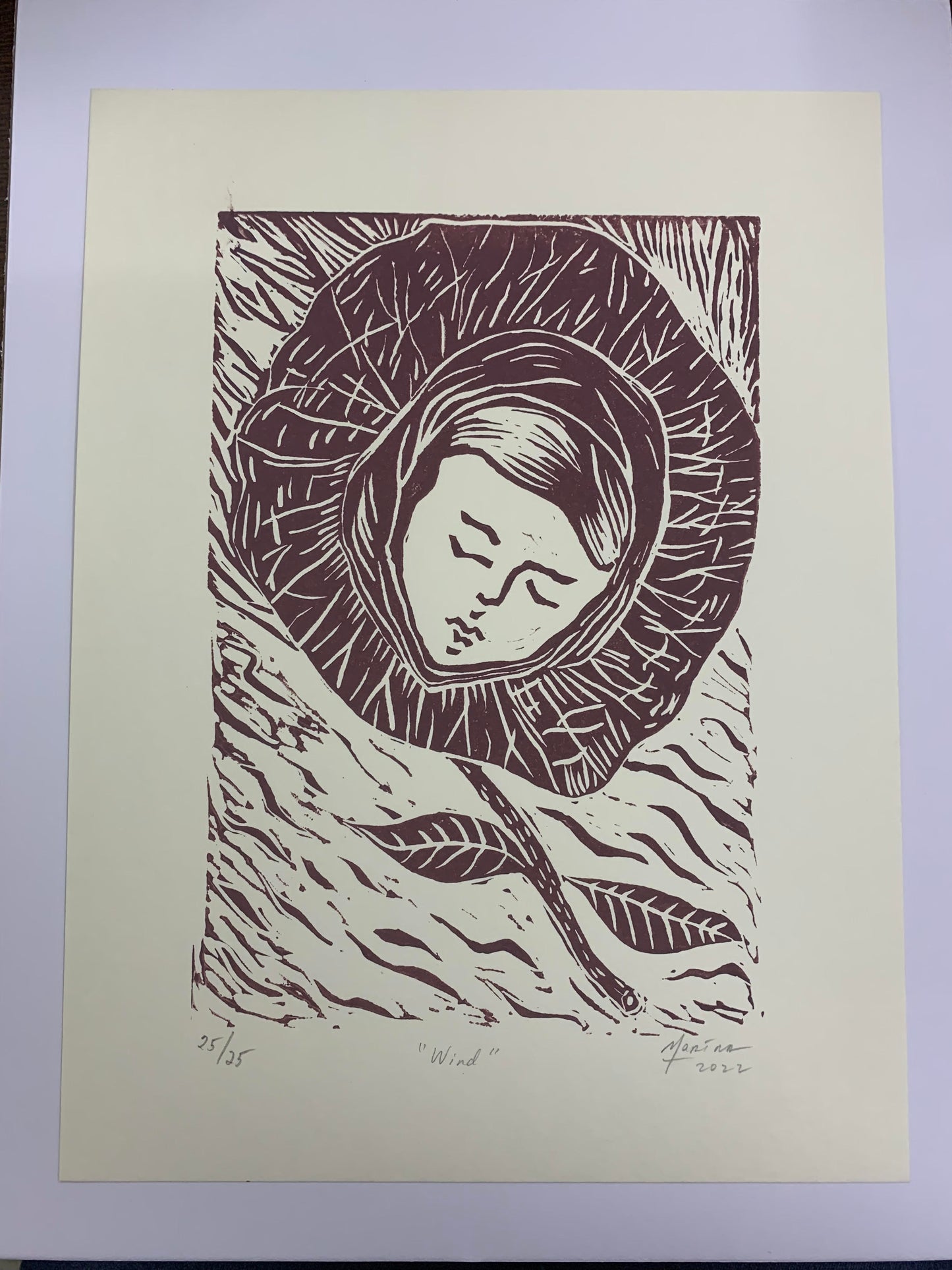 Wind by Marina Cruz (Linoprint Edition of 25)