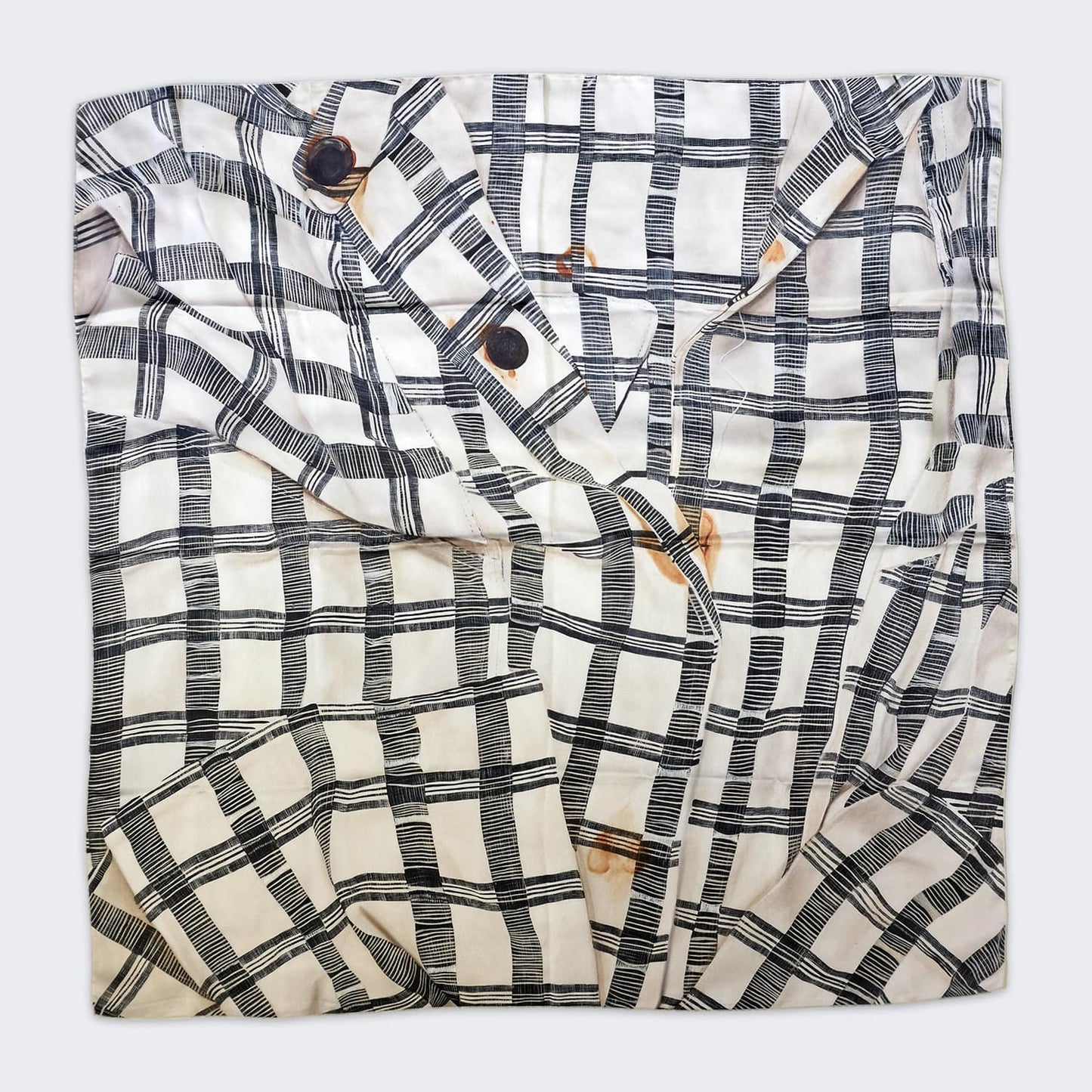 Detail of "Meditation on Grid and Grease" by Marina Cruz (Scarf Large)