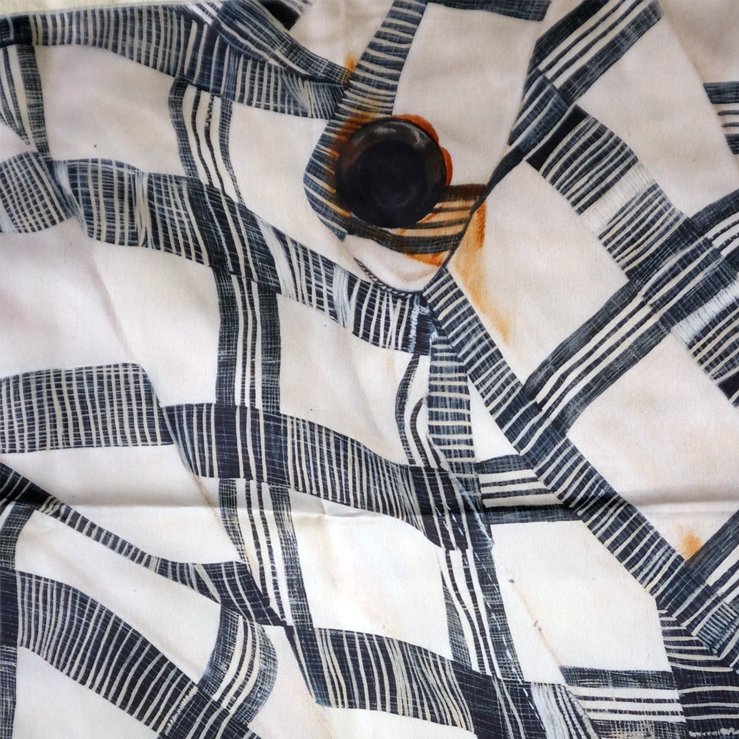 Detail of "Meditation on Grid and Grease" by Marina Cruz (Scarf Large)