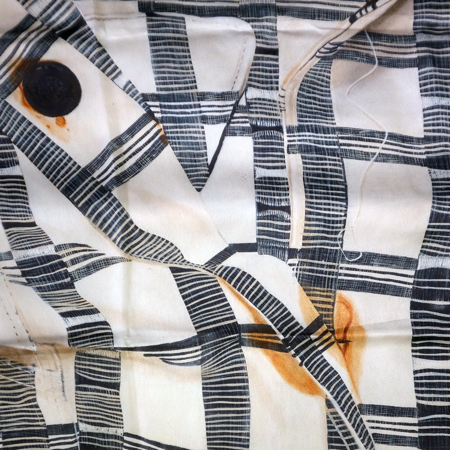 Detail of "Meditation on Grid and Grease" by Marina Cruz (Scarf Large)