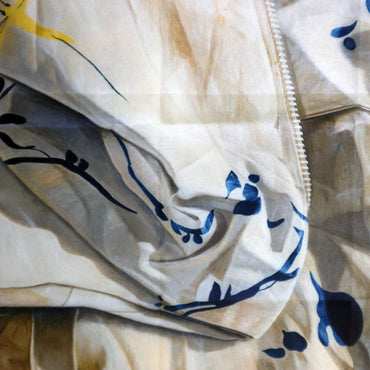 Detail of "White and Blue with Yellow Dragonflies" by Marina Cruz ( scarf small)