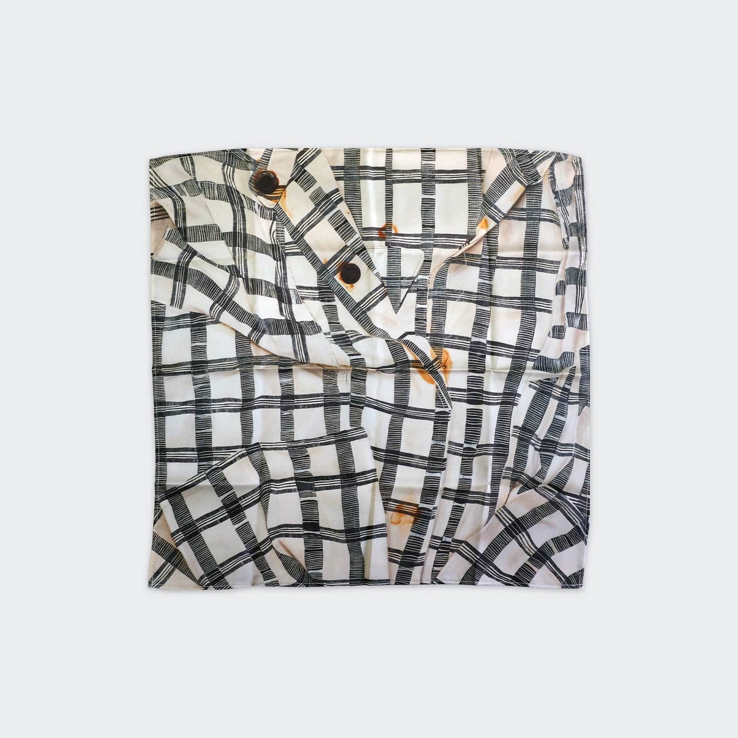 Detail of "Meditation on Grid and Grease" by Marina Cruz (Scarf Small)