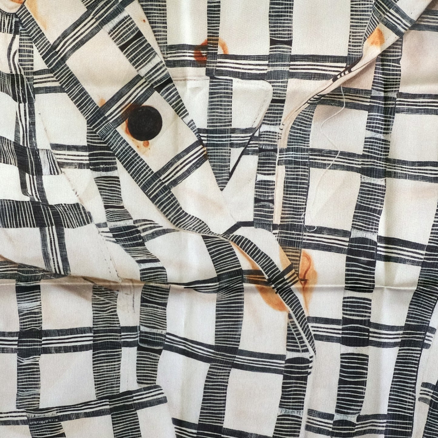 Detail of "Meditation on Grid and Grease" by Marina Cruz (Scarf Small)