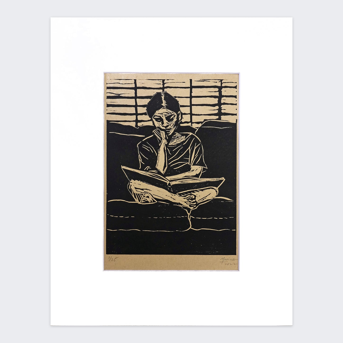 Solace in Pages by Marina Cruz (Linoprint Edition of 25)